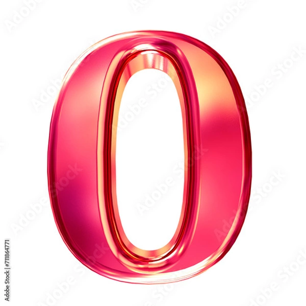 Fototapeta Pink symbol with bevel. number 0