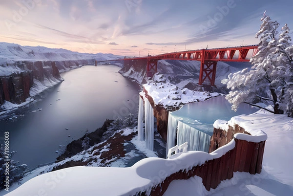 Obraz Frozen world. Generative AI.