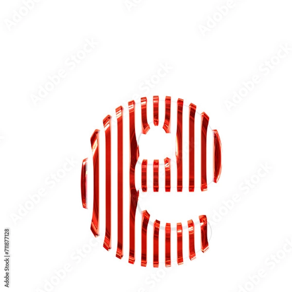 Fototapeta White 3d symbol with red vertical ultra thin straps. letter e