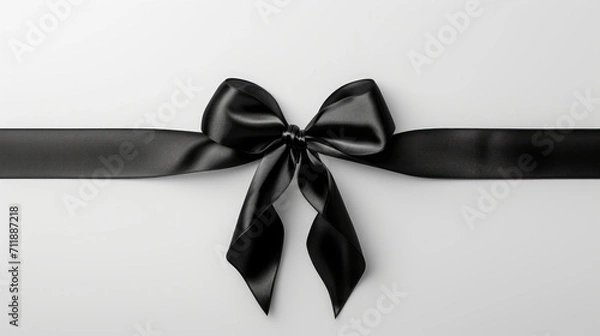 Fototapeta A black ribbon with a line on white background