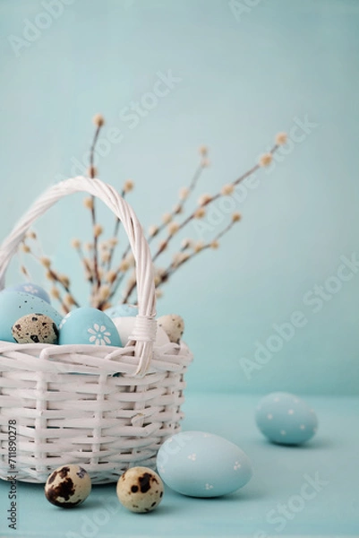 Obraz easter decoration, easter eggs decoration in basket