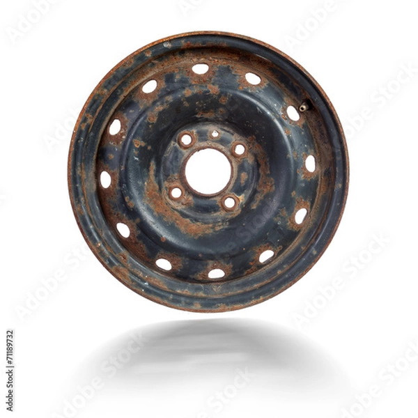 Obraz Rusty steel rim isolated