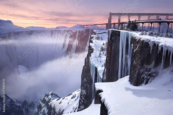 Obraz Sunset and the silver world. Generative AI.