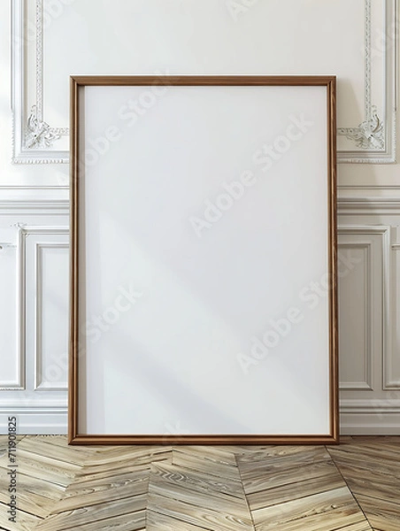 Fototapeta A plain frame laying against a wall, perfect for mock ups