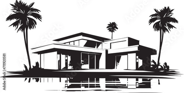 Obraz Contemporary Charm Badge Luxurious Modern Villa Vector Icon 