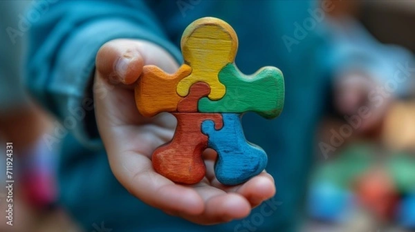 Fototapeta Puzzle as a symbol of the autism spectrum World Autism Awareness Day Symbol Incorporation of the World Autism Awareness