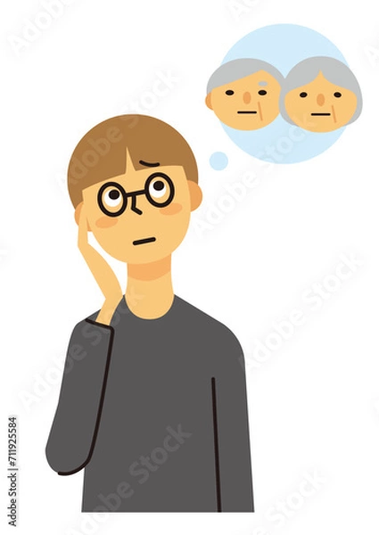 Obraz 主婦　女性　ミドル　悩み　介護　ショートヘア