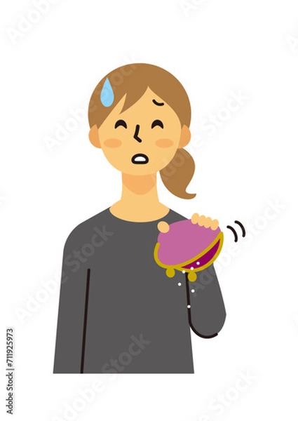 Obraz 主婦　女性　ミドル　悩み　赤字　ロングヘア