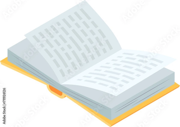 Fototapeta Isometric open book in light colors. Education and reading concept vector illustration.