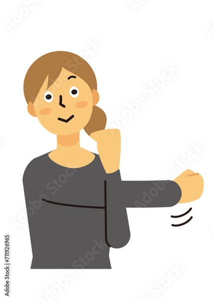 Obraz 主婦　女性　ミドル　悩み　ストレッチ　ロングヘア