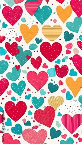 Fototapeta background with hearts, valentine seamless pattern, Valentine icon set, big love icon, icon set valentine, valentine day concept or background valentine, valentine pattrent, valentine wallpaper