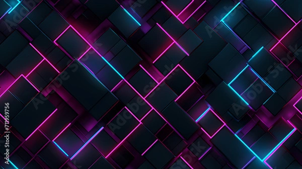 Obraz 2D neon geometric grid futuristic background
