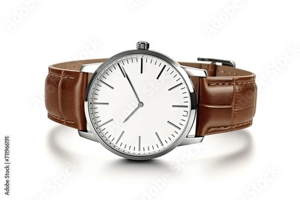 Obraz Classic men's wristwatch with white background