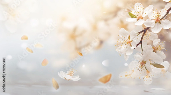 Fototapeta 桜、春のイメージでコピースペースがある背景画