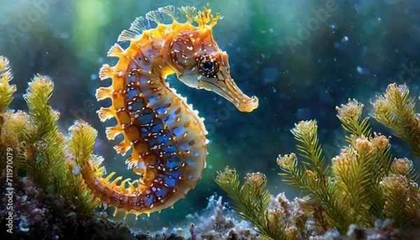 Obraz The colorful sea horse in the deep sea.