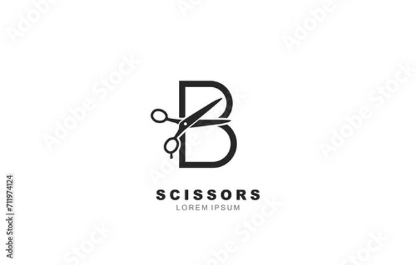 Obraz B Letter Scissors logo template for symbol of business identity