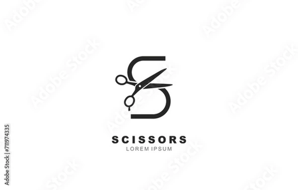 Obraz S Letter Scissors logo template for symbol of business identity