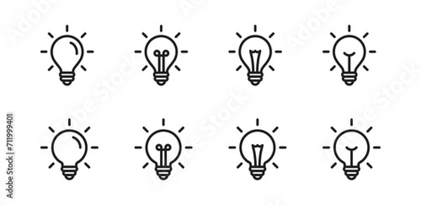 Fototapeta Lightbulb Icon Set. Bulb lamp icon, Lamp icons, Idea light bulb icon vector illustration.