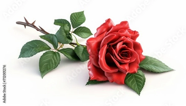 Fototapeta A Single Rose: A Timeless Symbol of Love and Beauty Captured in Three Dimensions Against a Simple White Backdrop