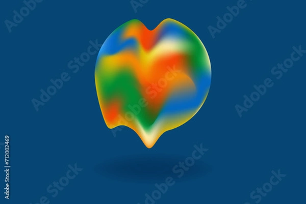 Fototapeta 3D vector abstract form in rainbow heat map colors gradient on blue background. Trendy futuristic element perfect for abstract designs, web, print, media