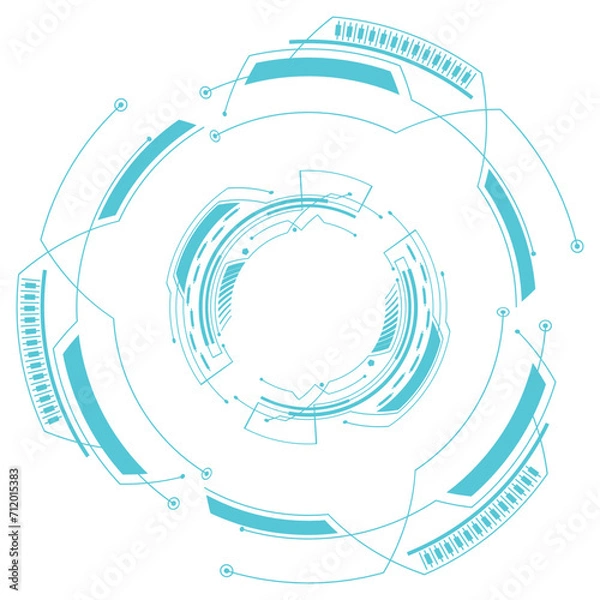 Fototapeta Circle technology elements set. Futuristic hud interface concept.Blue overlay style. サークルテクノロジー要素セット。 未来的な hud インターフェイスのコンセプト。青いオーバーレイ スタイル。