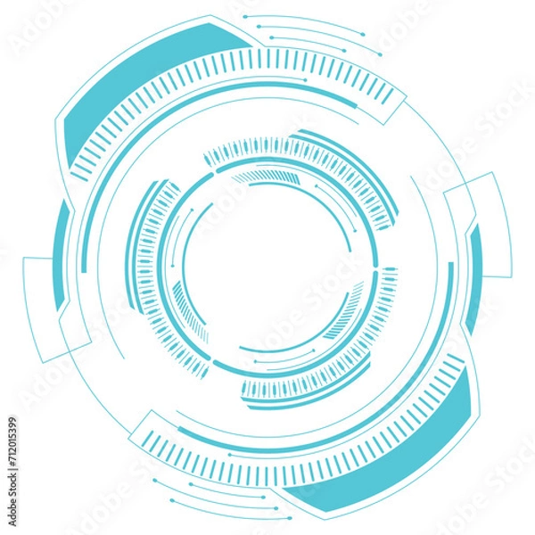 Fototapeta Circle technology elements set. Futuristic hud interface concept.Blue overlay style. サークルテクノロジー要素セット。 未来的な hud インターフェイスのコンセプト。青いオーバーレイ スタイル。