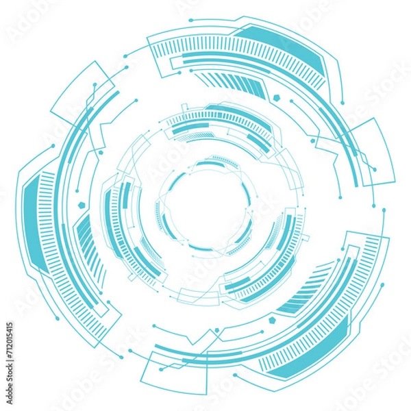 Fototapeta Circle technology elements set. Futuristic hud interface concept.Blue overlay style. サークルテクノロジー要素セット。 未来的な hud インターフェイスのコンセプト。青いオーバーレイ スタイル。