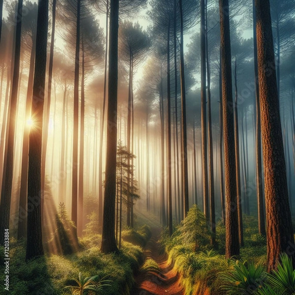 Obraz sunset in the forest