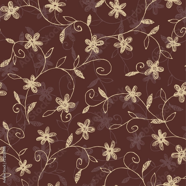 Fototapeta 壁紙, 装飾的, シームレスな花柄