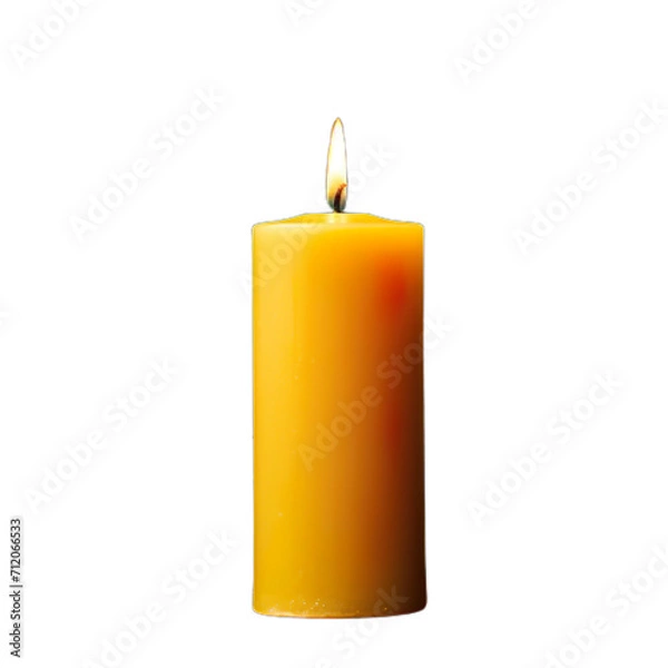 Obraz burning yellow candle, isolated, NO background