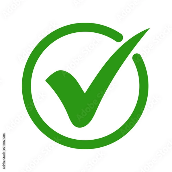 Obraz Round green tick mark ok sign vector design