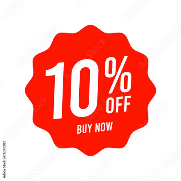 Fototapeta Discounts 10 percent off. Red template on white background. Vector illustration