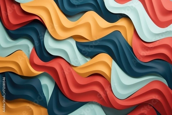Fototapeta Colourful wavy graphics elements pattern background.