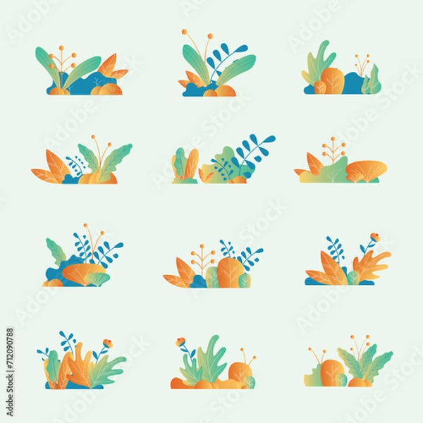 Fototapeta Unique Gradient Tropical Plant Illustration Design Set