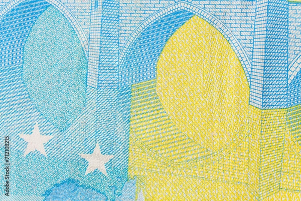 Fototapeta Fragment part of 20 euro banknote close-up