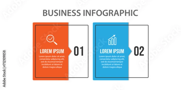 Fototapeta Vector Infographic simple design with 2 options or steps. thin line, Can be used for presentation banners, workflow layouts, flow charts, infographics, your business presentations