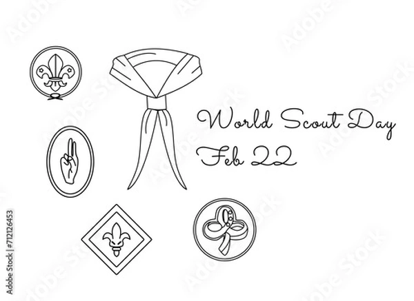 Fototapeta World Scout Day single-line art that is suitable for celebrating the holiday.