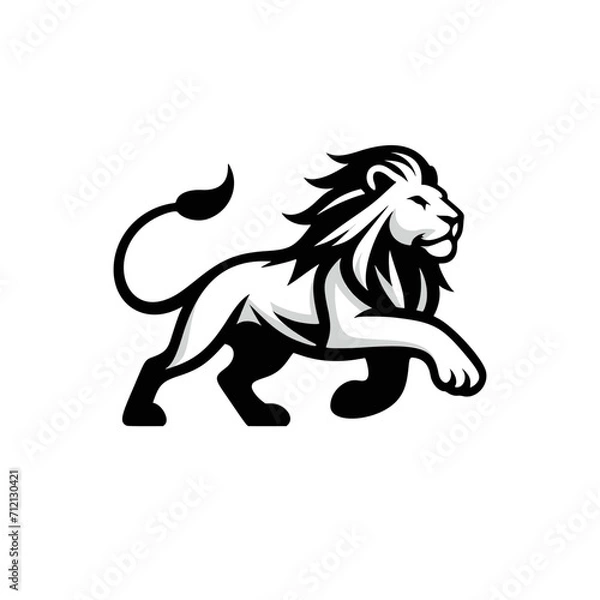 Fototapeta Vector Logo of a Charging Lion. Symbolizing Strength, Leadership, and Nobility. Versatile Design Perfect for Logos, Branding, and Marketing Initiatives. High Quality Illustration on white background.