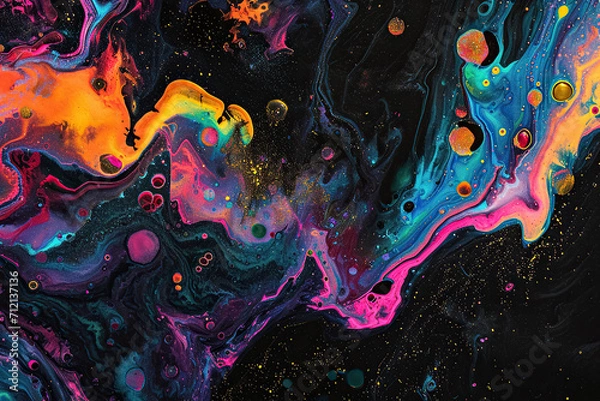 Fototapeta Cosmic Liquid Psychedelic Texture Pack - Dynamic and Colorful Abstract Designs for Creative Projects, Ideal for Artistic Backgrounds and Graphic Art, Generated AI