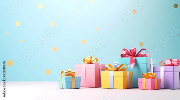 Fototapeta Gift box background with copy space for Christmas gifts, holidays or birthdays