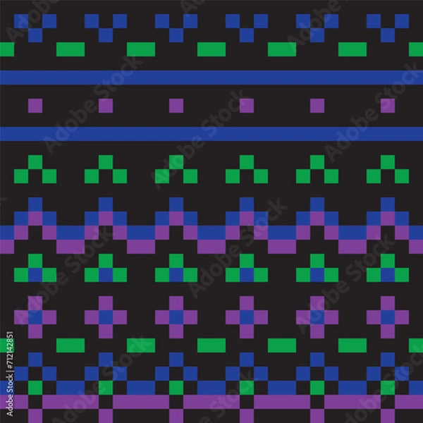 Fototapeta Abstract pixel colorful vector illustration Seamless pattern on background fabric pattern design wallpaper.