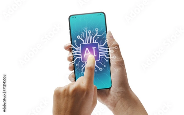 Fototapeta Artificial Intelligence and mobile technology