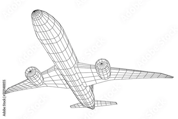 Obraz Airplane. Abstract airliner. Wireframe vector illustration