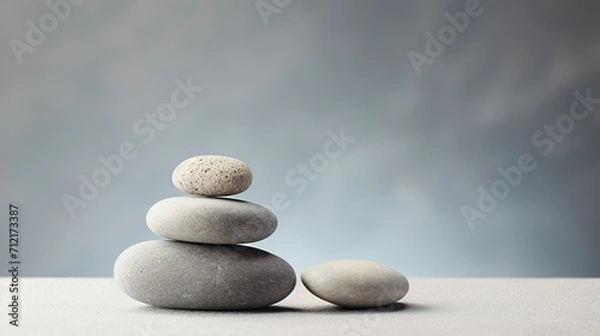 Obraz Zen Stones Balanced on Cool Grey Backdrop