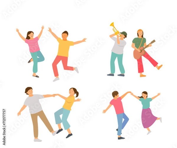 Obraz 音楽に合わせて踊る人々セット