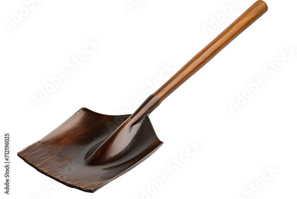 Obraz Isolated transparent background showcases a metal gardening shovel with a wooden handle, perfect for agricultural work and digging in the garden