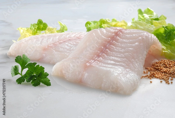 Obraz Kabeljau, Fischfilet, roh, Salat, Fisch,