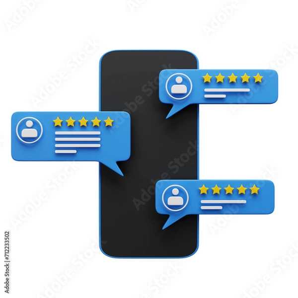 Fototapeta Customer review on smartphone 3d render