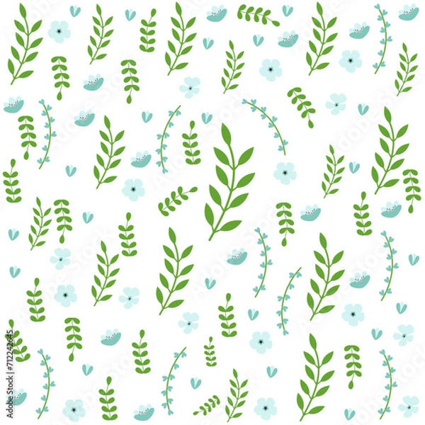 Obraz Pattern with floral blue elements background - vector design