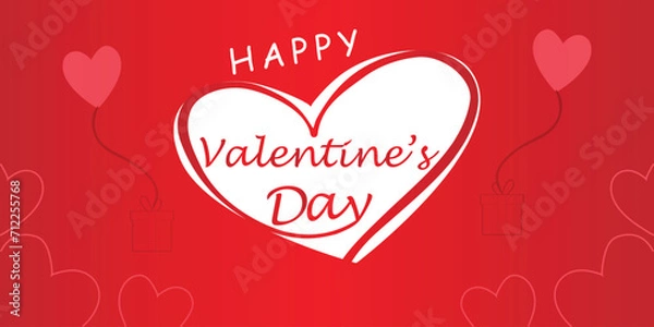 Fototapeta Happy valentines day. Vector banner, greeting card, flayer, poster,  with text Happy valentines day